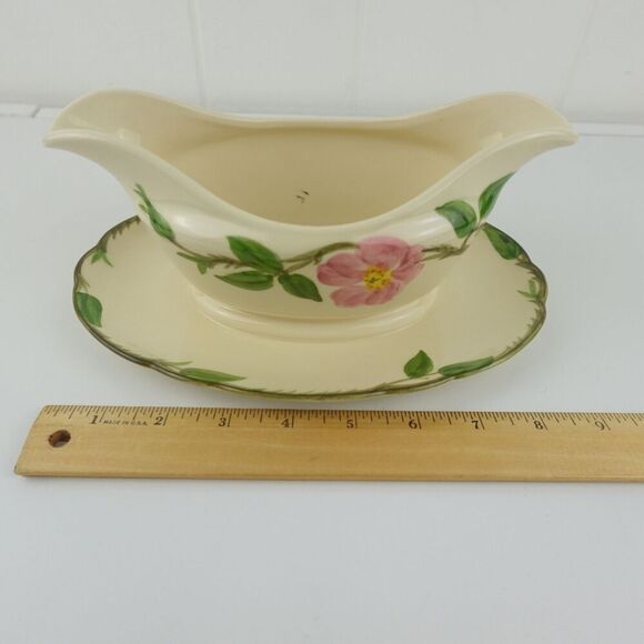 Franciscan Desert Rose Gravy Boat Underplate Attached Flying F 1979 - 1984 - Picture 12 of 13